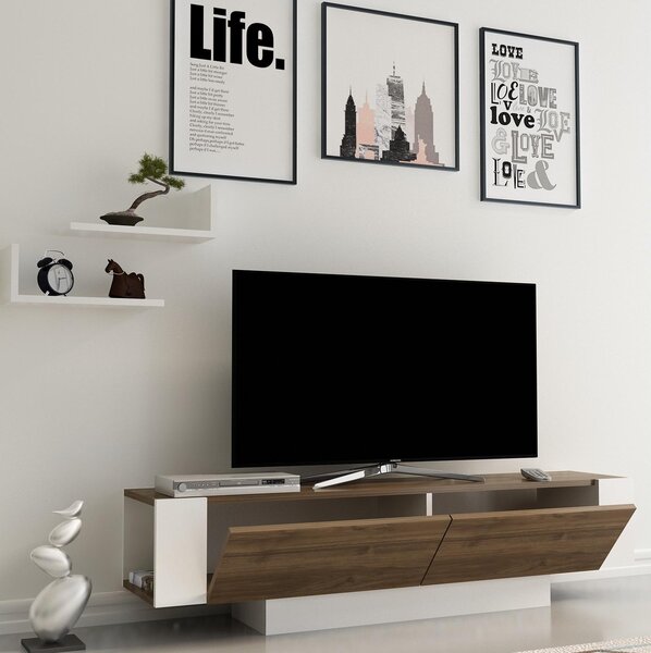 TV stolek/skříňka Metro (ořech + bílá)