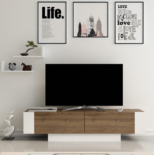 TV stolek/skříňka Metro (ořech + bílá)