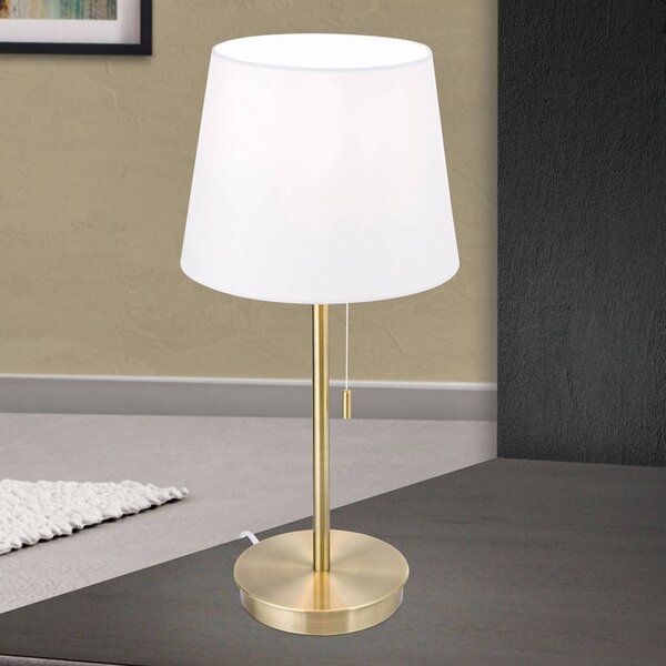 ORION Stolní lampa Ludwig s portem USB bílá/mosaz, Bronz / starožitná mosaz, Obývací pokoj / jídelna, kov, Moderní