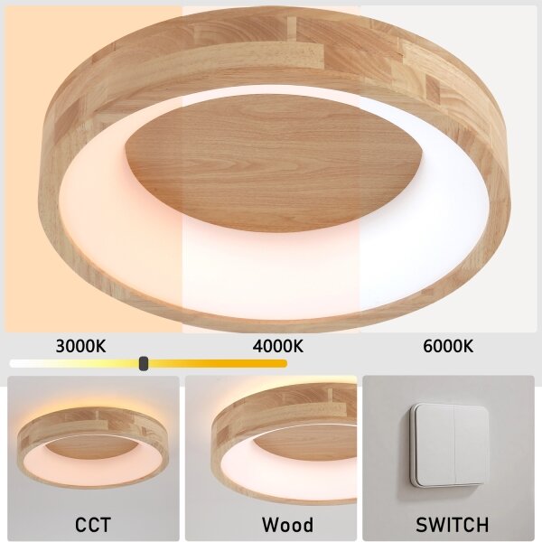 Brilagi-LED Strop. svítidlo FALCON WOOD LED/30W/230V 3000/4000/6000K 45 cm dřevo