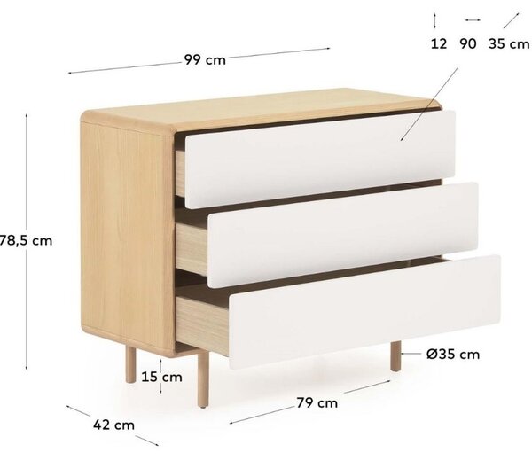 Jasanová komoda Kave Home Anielle 99 x 42 cm