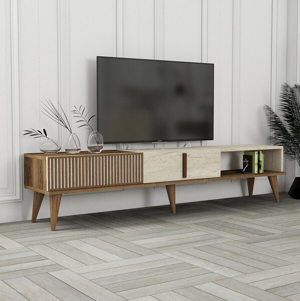 TV stolek/skříňka Millano 1 (ořech + travertin)