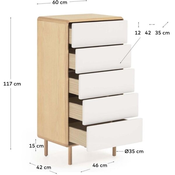 Jasanová komoda Kave Home Anielle 60 x 42 cm