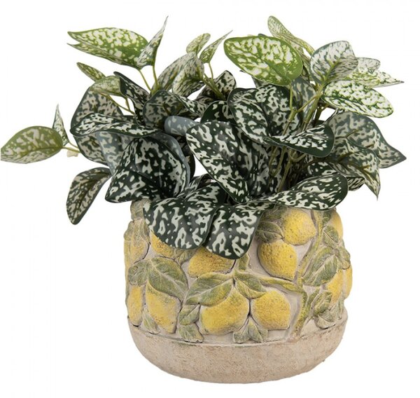 Cementový květináč s plastickými citrony Terazzo V – 19x15 cm
