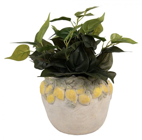 Cementový květináč s plastickými citrony Terazzo IV – 22x19 cm