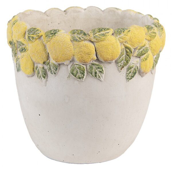 Cementový květináč s plastickými citrony Terazzo III S – 16x15 cm