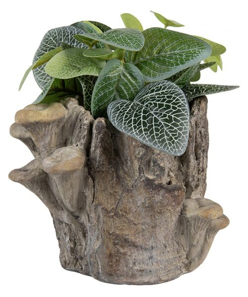 Cementový květináč ve tvaru dřeva s houbami Terazzo S – 19x17x16 cm