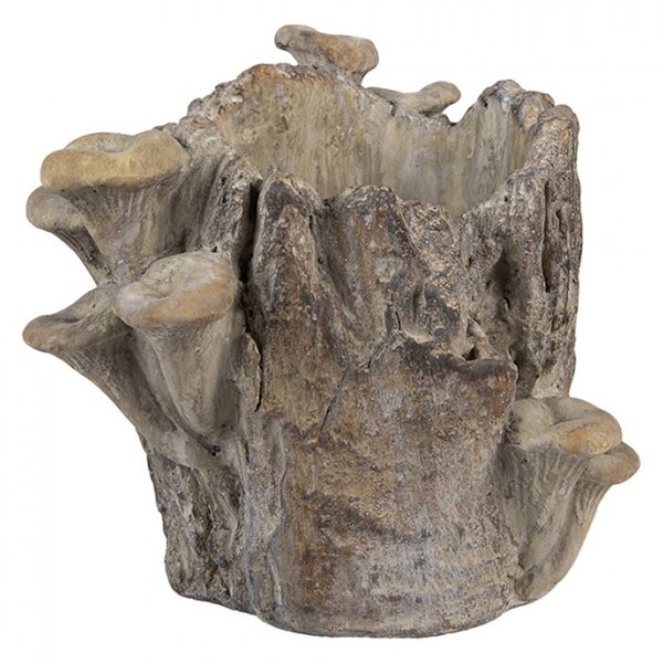 Cementový květináč ve tvaru dřeva s houbami Terazzo S – 19x17x16 cm