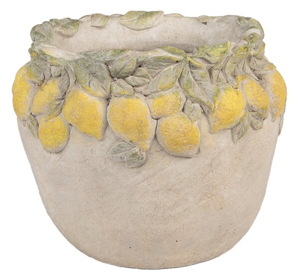 Cementový květináč s plastickými citrony Terazzo IV – 22x19 cm