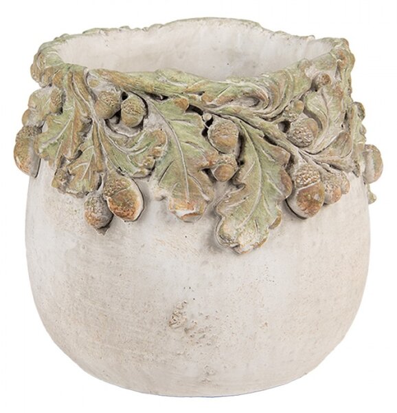 Cementový květináč s plastickými žaludy Terazzo I S – 15x13 cm