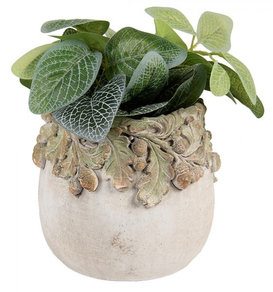 Cementový květináč s plastickými žaludy Terazzo I S – 15x13 cm