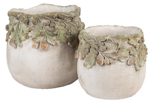 Cementový květináč s plastickými žaludy Terazzo I S – 15x13 cm