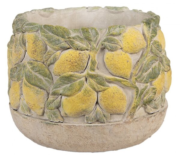 Cementový květináč s plastickými citrony Terazzo V – 19x15 cm