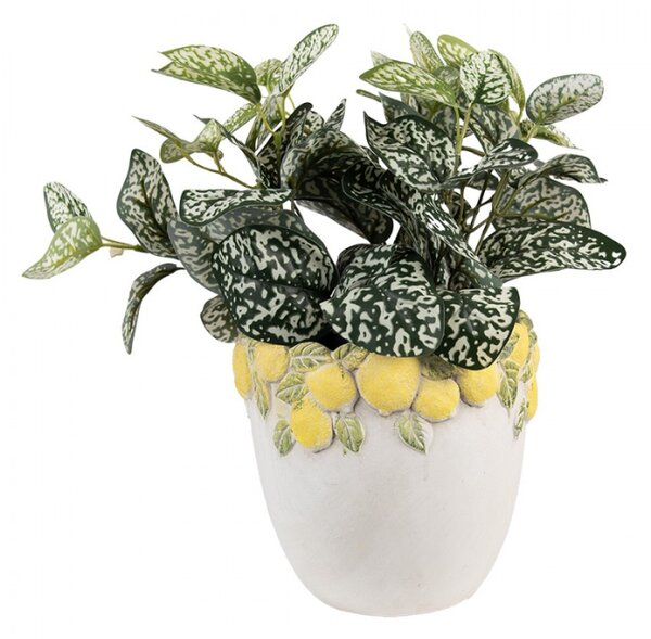 Cementový květináč s plastickými citrony Terazzo III M – 20x19 cm