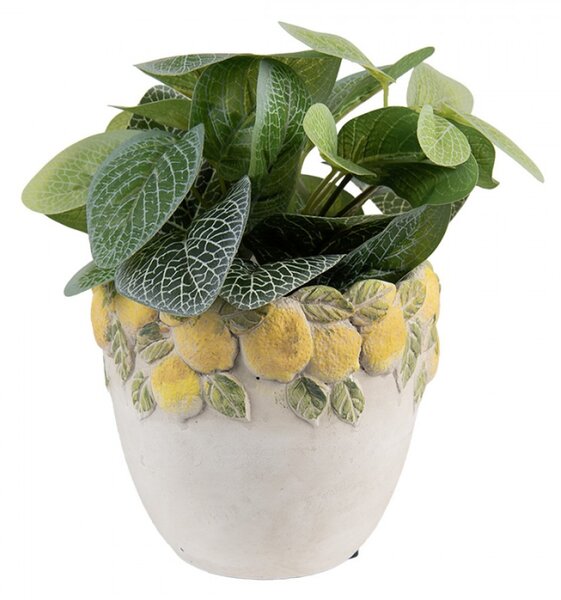 Cementový květináč s plastickými citrony Terazzo II – 14x12 cm