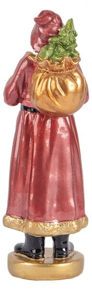Vánoční dekorační figurka Sanata Claus s nůší a vánočním stromečkem – 6x5x15 cm