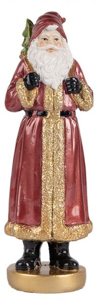 Vánoční dekorační figurka Sanata Claus s nůší a vánočním stromečkem – 6x5x15 cm