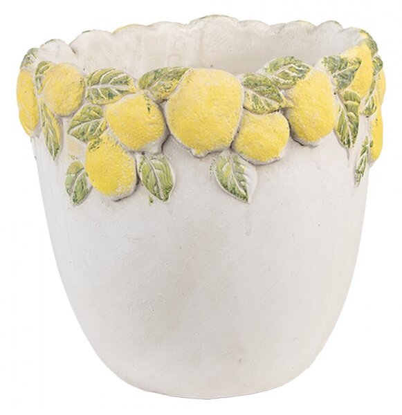 Cementový květináč s plastickými citrony Terazzo III M – 20x19 cm