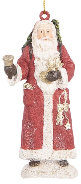Vánoční závěsná ozdoba Santa Claus zvonící na zvonek – 5x3x11 cm