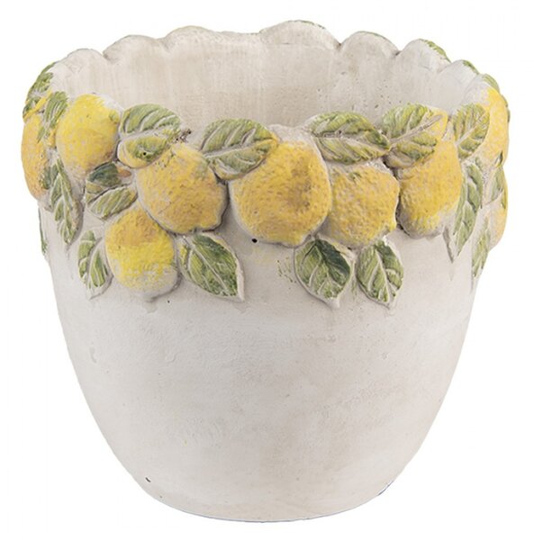 Cementový květináč s plastickými citrony Terazzo II – 14x12 cm