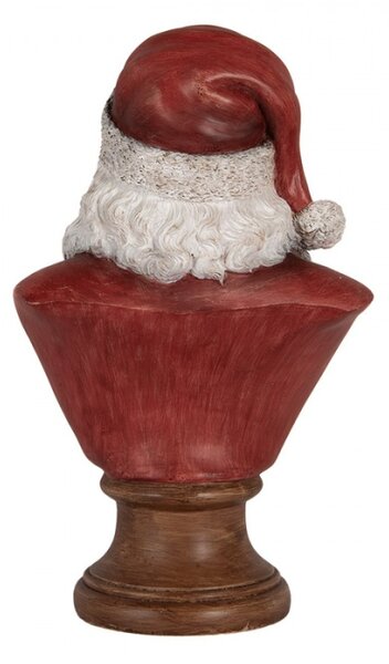Vánoční dekorace busta Santa Claus na hnědém podstavci – 18x12x30 cm