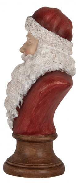 Vánoční dekorace busta Santa Claus na hnědém podstavci – 18x12x30 cm
