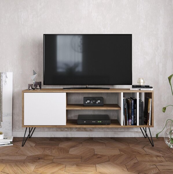 TV stolek/skříňka Mistique 140 (ořech + černá + bílá)