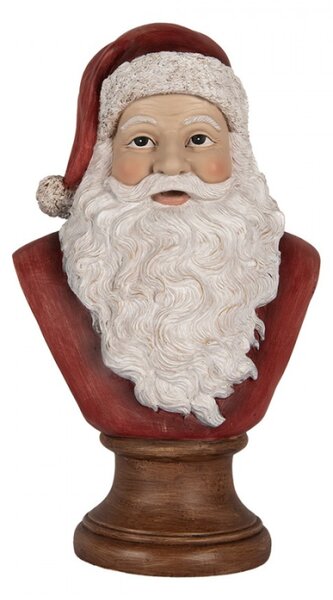 Vánoční dekorace busta Santa Claus na hnědém podstavci – 18x12x30 cm