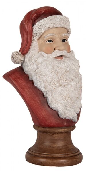 Vánoční dekorace busta Santa Claus na hnědém podstavci – 18x12x30 cm