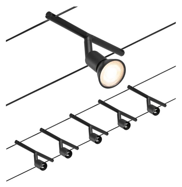 Paulmann Wire Salt lankový systém, 5x, 5 m černá, Černá, Chodba, kov, Moderní