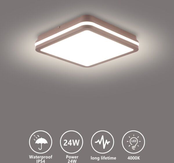 Brilagi -LED Venkovní stropní svítidlo BENE LED/24W/230V 26x26 cm hnědá IP54