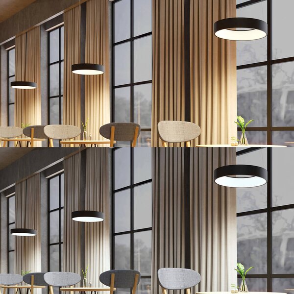 Arcchio LED závěsné světlo Aleksi, Ø 45 cm, černé, kov,, stmívatelný, Černá, Kuchyň, kov, Moderní
