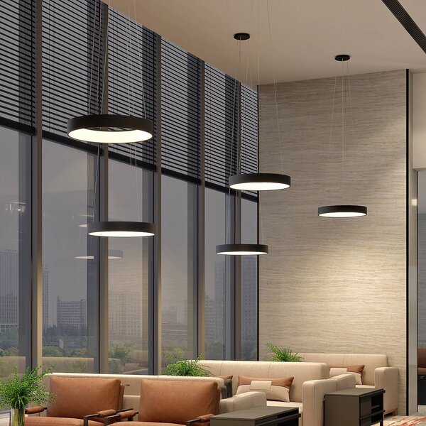 Arcchio LED závěsné svítidlo Aleksi, Ø 60 cm, černá, kov,, stmívatelný, Černá, Kuchyň, kov, Moderní