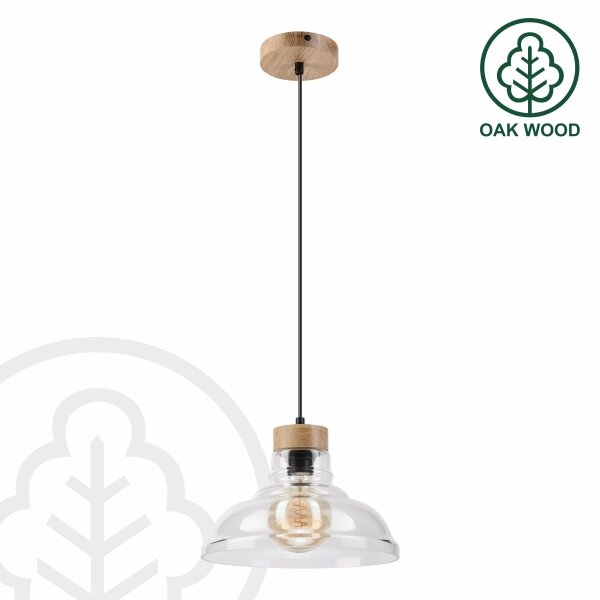 Lustr na lanku SINGLE 1xE27/60W/230V pr. 28 cm dub