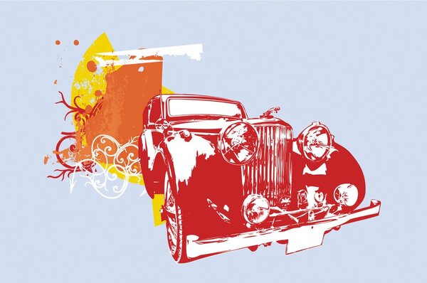 Tapeta retro auto s abstrakcí