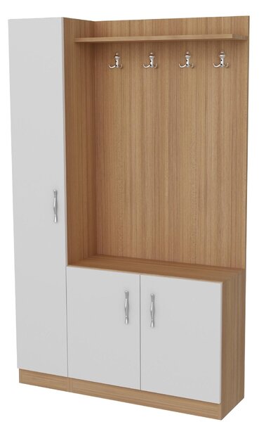 Předsíňová stěna Neturella (bílá + teak). Akce -25%