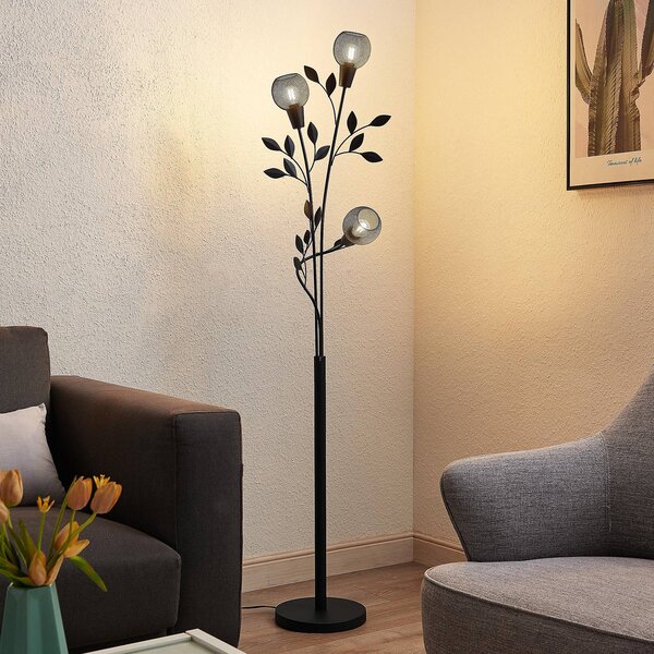Lindby Stojací lampa Florentine Kanye, 160 cm, černá, 3 světla., Černá, Obývací pokoj / jídelna, kov, Florentinský