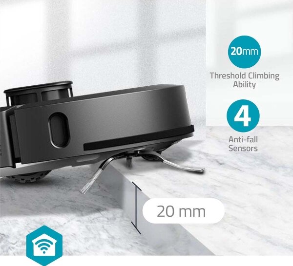 Nedis WIFIVCL002CBK - Chytrý robotický vysavač s mopem Wi-Fi Tuya černá + DO