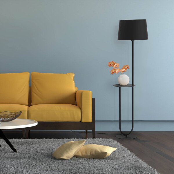 Aluminor Duo stojací lampa s odkládacím stolkem, Černá, Obývací pokoj / jídelna, kov, Moderní