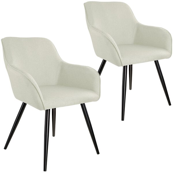 Tectake 404674 2x židle marilyn lněný vzhled - krémová/černá