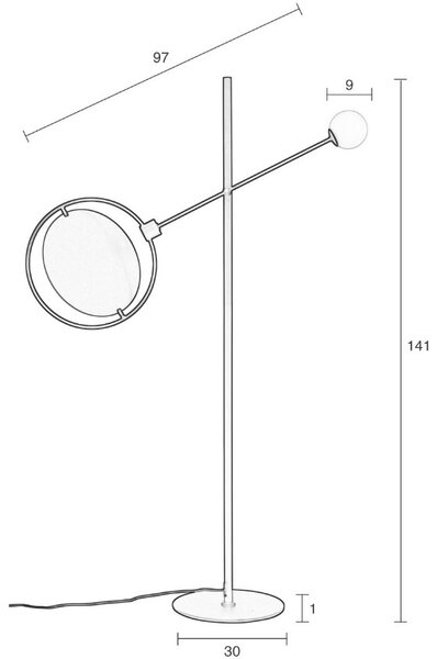 Černo zlatá kovová stojací lampa ZUIVER SIRIUS 141 cm