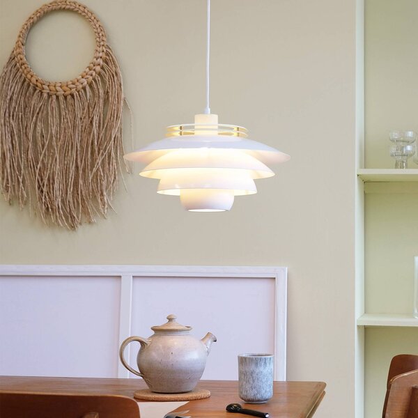 Dyberg Larsen Ejka závěsné světlo z kovu, bílá, stmívatelný, Bílá / opál, Obývací pokoj / jídelna, kov, Design