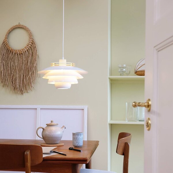 Dyberg Larsen Ejka závěsné světlo z kovu, bílá, stmívatelný, Bílá / opál, Obývací pokoj / jídelna, kov, Design