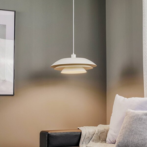 Dyberg Larsen DL45 závěsná lampa kovová bílá, stmívatelný, Bílá / opál, Obývací pokoj / jídelna, kov, Skandinávský