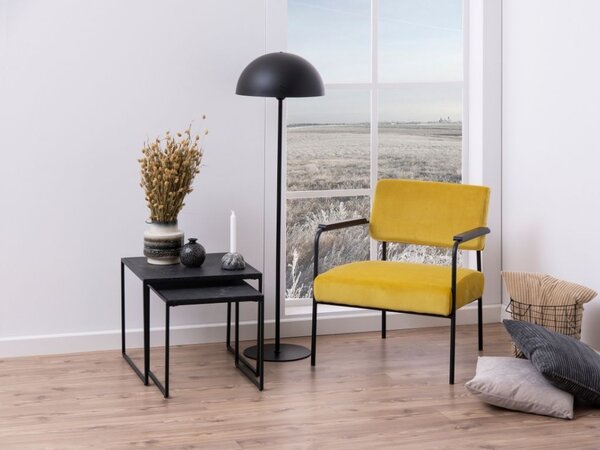 Scandi Set dvou černých kovových konferenčních stolků Rowan 40x40cm/50x50cm