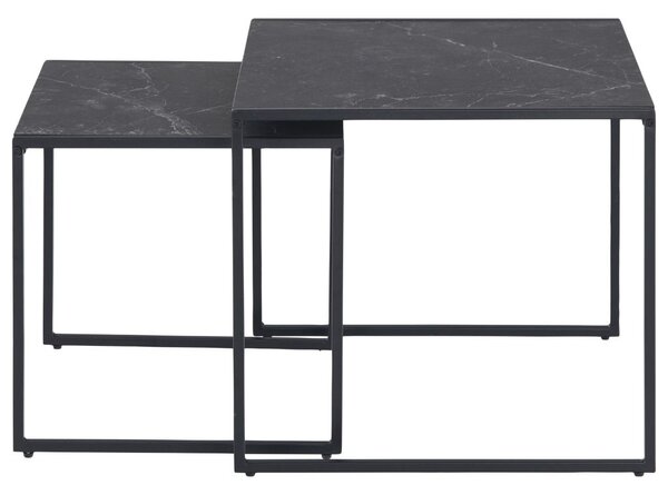 Scandi Set dvou černých kovových konferenčních stolků Rowan 40x40cm/50x50cm