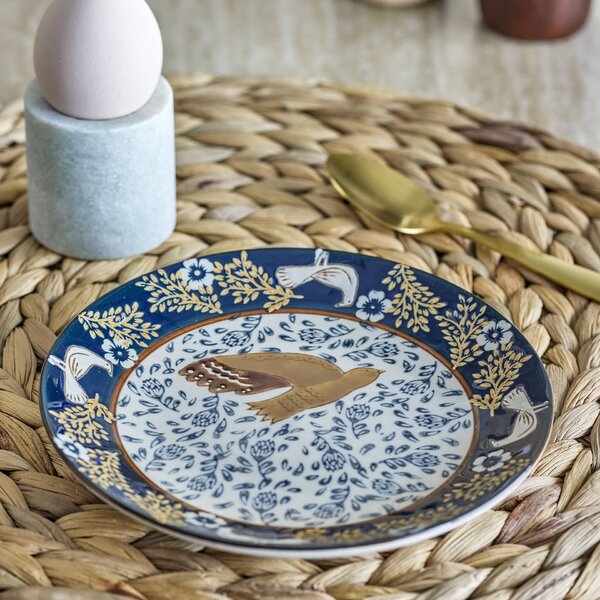 Kameninový dezertní talíř Hezha Blue Ø 16 cm