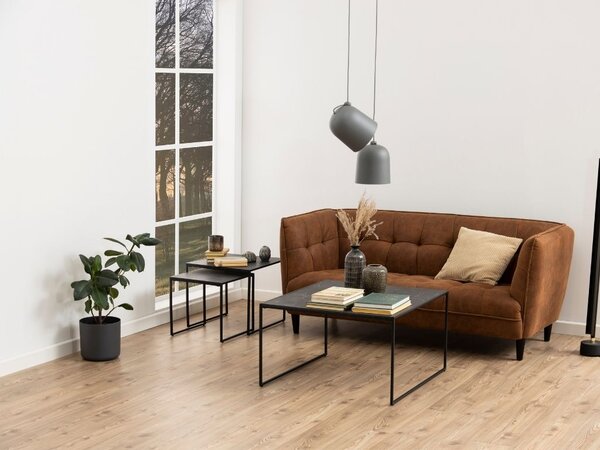 Scandi Set dvou černých kovových konferenčních stolků Rowan 40x40cm/50x50cm