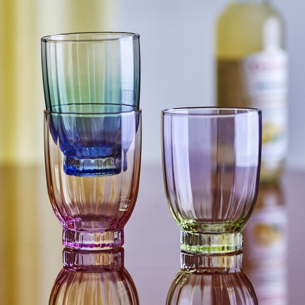 Sklenice na vodu Nicoline 330 ml žluto-růžová