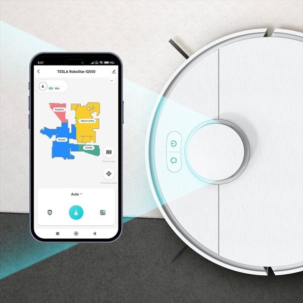 TESLA Electronics RoboStar - Chytrý robotický vysavač 2v1 2550 mAh Wi-Fi bílá